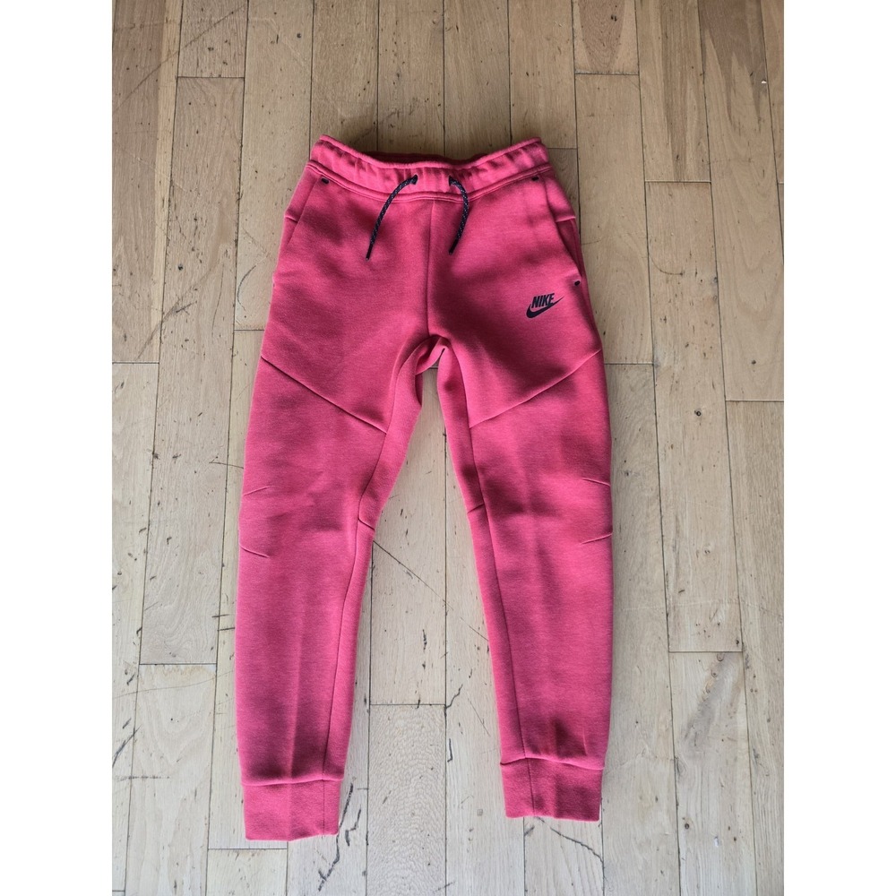 Nike Kids Tech Fleece Joggers Boys Medium M Red Heather Pants HV5869-672